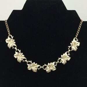 Vintage Goldtone Leaf Link Necklace Cocktail